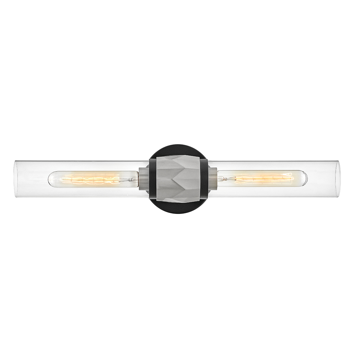 Farringdon Contemporary Twin Wall Light Black With Brushed Nickel