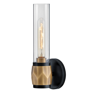 Farringdon Contemporary Wall Light Black and Heritage Brass