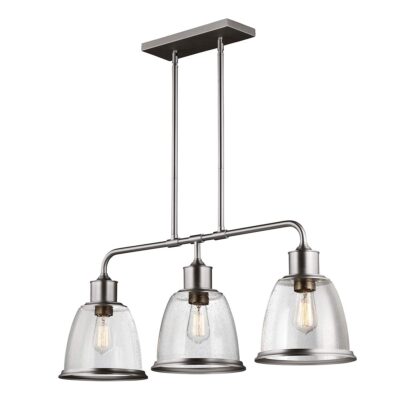 Farringstone Industrial Three Light Island Chandelier Satin Nickel
