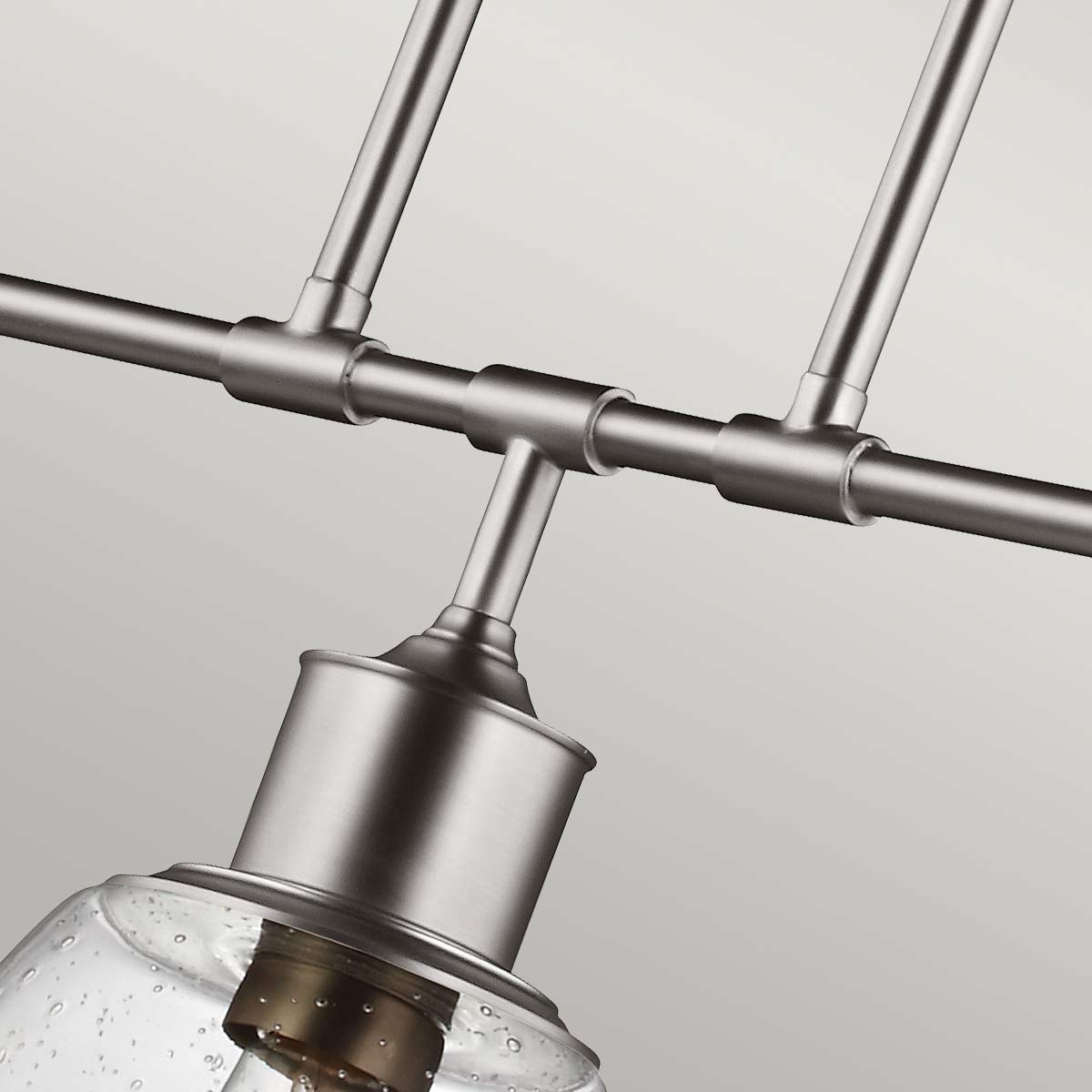 Farringstone Industrial Three Light Island Chandelier Satin Nickel Farringstone Industrial Three Light Island Chandelier Satin Nickel — detail view