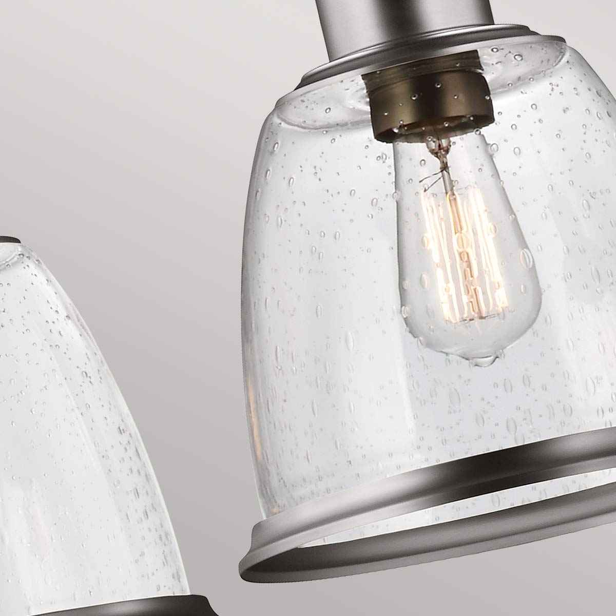 Farringstone Industrial Three Light Island Chandelier Satin Nickel Farringstone Industrial Three Light Island Chandelier Satin Nickel — detail view