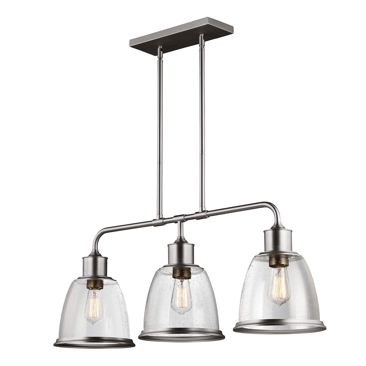 Farringstone Industrial Three Light Island Chandelier Satin Nickel