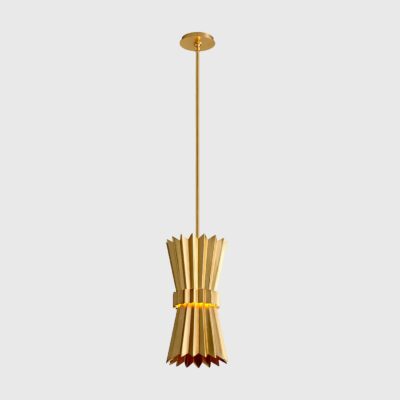 Farrowdale Sculptural Fluted Pendant Light Gold Leaf