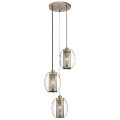 Farrowgate Manor Contemporary 3 Light Cluster Pendant Antique Pewter
