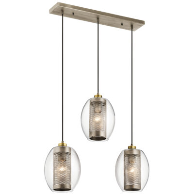 Farrowgate Manor Industrial 3 Light Cluster Pendant Antique Pewter