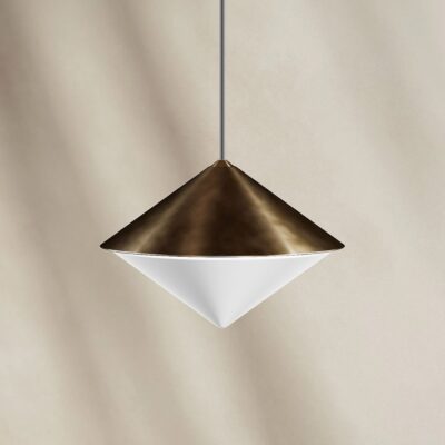 Farview Contemporary Cone Pendant Light Bronze And White