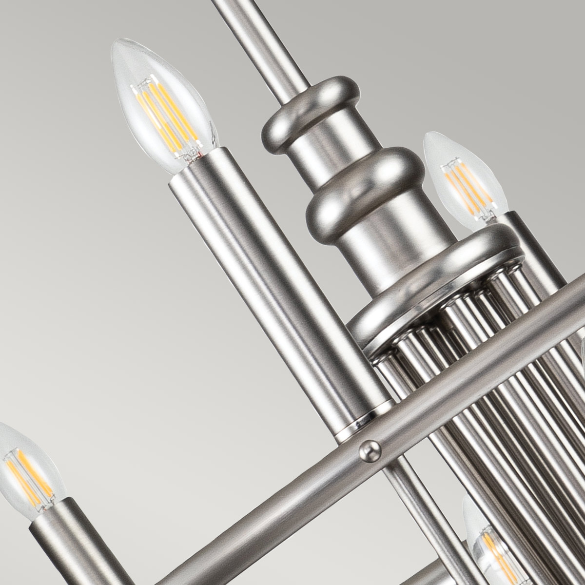 Federal Row Hamptons 12 Light Chandelier Brushed Nickel Federal Row Hamptons 12 Light Chandelier Brushed Nickel — detail view