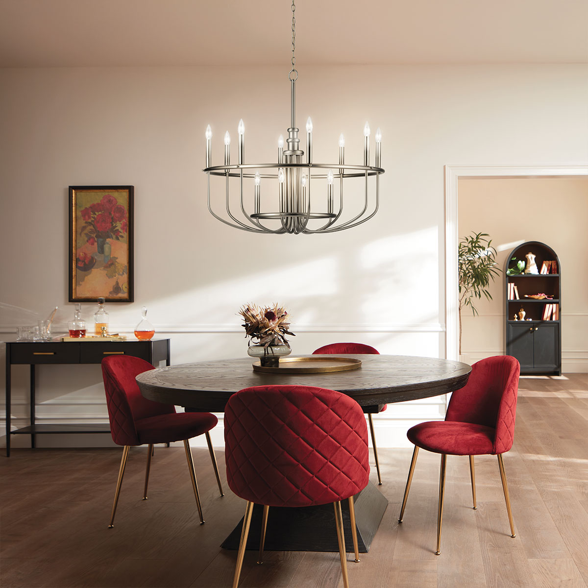 Federal Row Hamptons 12 Light Chandelier Brushed Nickel Federal Row Hamptons 12 Light Chandelier Brushed Nickel — in situ view