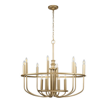 Federal Row Hamptons 12 Light Chandelier Natural Brass