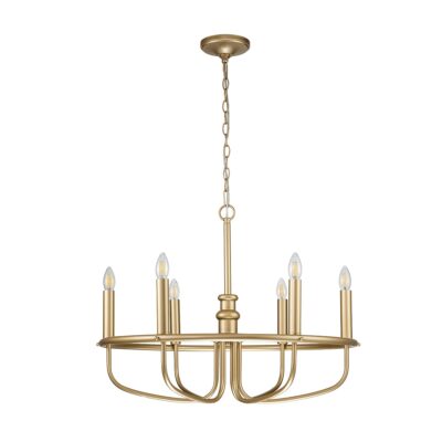 Federal Row Hamptons 6 Light Chandelier Painted Natural Brass