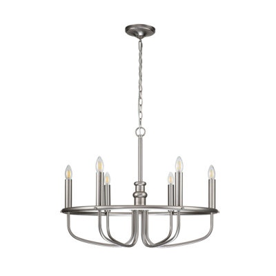 Federal Row Hamptons Wagon Wheel Chandelier Brushed Nickel