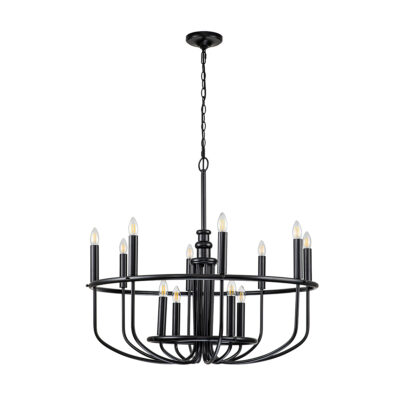 Federal Row Wagon Wheel Chandelier Black