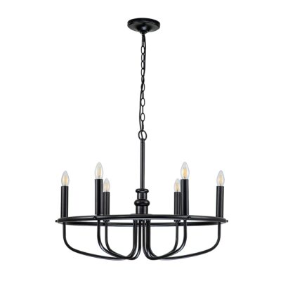 Federal Row Wagon Wheel Chandelier Black
