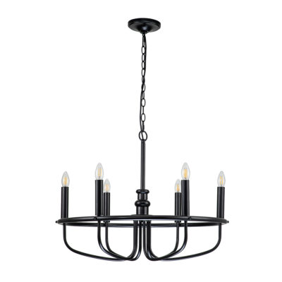 Federal Row Wagon Wheel Chandelier Black
