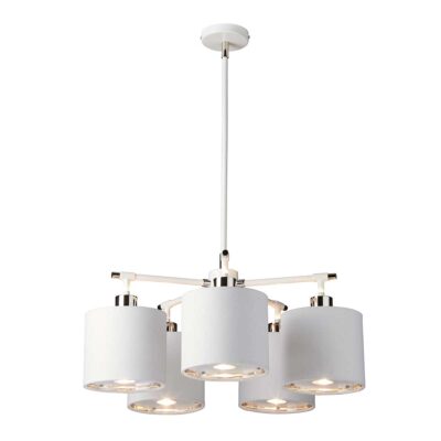 Fenchurch Contemporary 5 Light Chandelier White and Polished Nickel