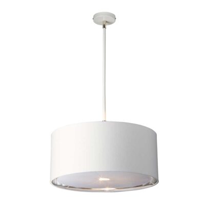 Fenchurch Hamptons Drum Pendant White And Polished Nickel