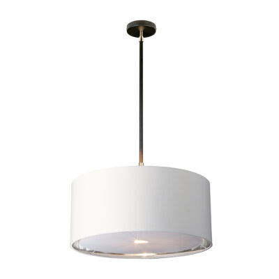 Fenchurch Hamptons Pendant Black and Polished Nickel with White Shade