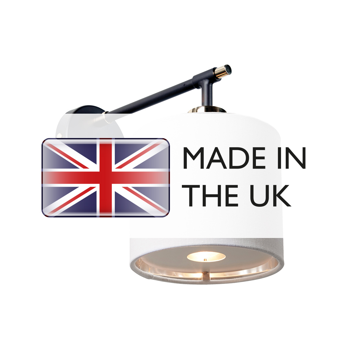 Fenchurch Hamptons Wall Light Black and Polished Nickel with White Shade Fenchurch Hamptons Wall Light Black and Polished Nickel with White Shade