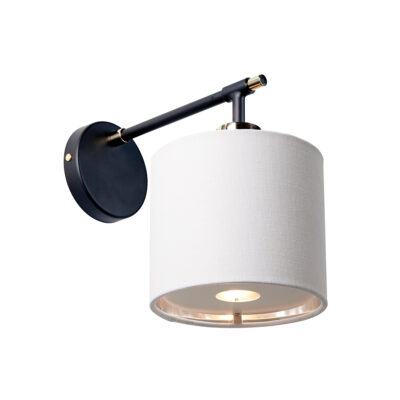 Fenchurch Hamptons Wall Light Black and Polished Nickel with White Shade
