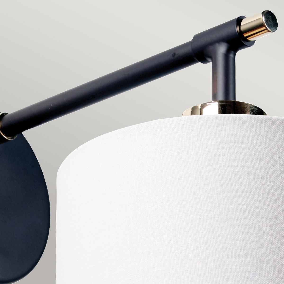 Fenchurch Hamptons Wall Light Black and Polished Nickel with White Shade Fenchurch Hamptons Wall Light Black and Polished Nickel with White Shade — detail view