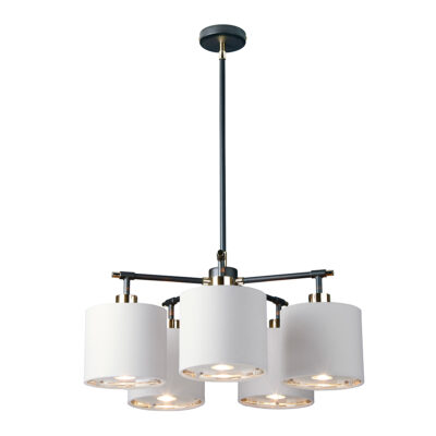 Fenchurch Transitional 5 Light Chandelier Black and Polished Nickel