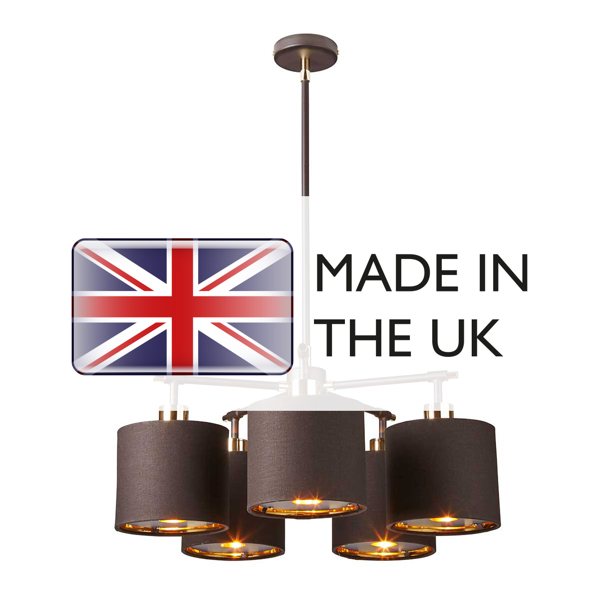 Fenchurch Transitional 5 Light Chandelier Brown and Polished Brass Fenchurch Transitional 5 Light Chandelier Brown and Polished Brass