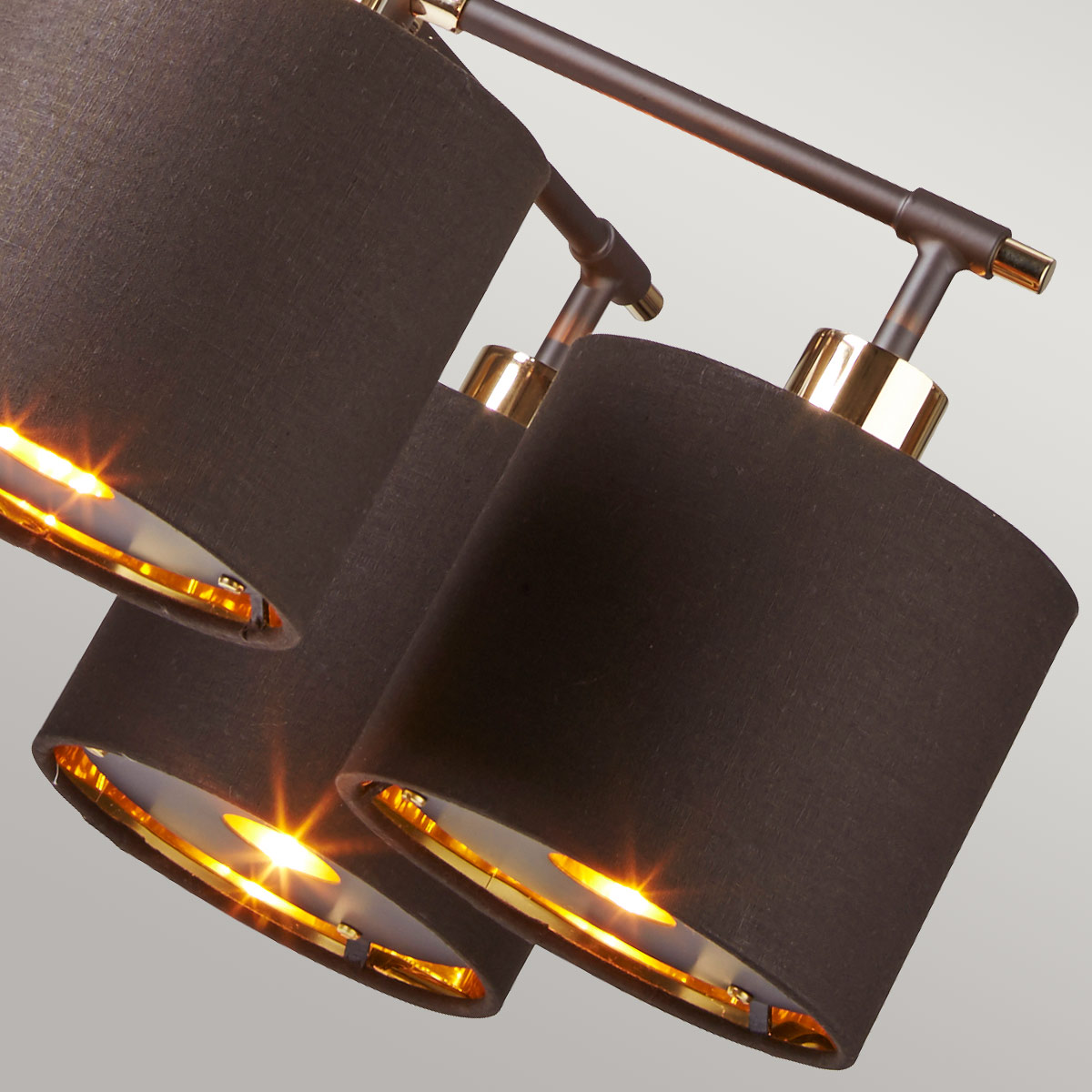 Fenchurch Transitional 5 Light Chandelier Brown and Polished Brass Fenchurch Transitional 5 Light Chandelier Brown and Polished Brass — detail view