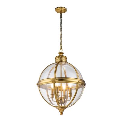 Fenmoor Hamptons Glass Globe Chandelier Burnished Brass
