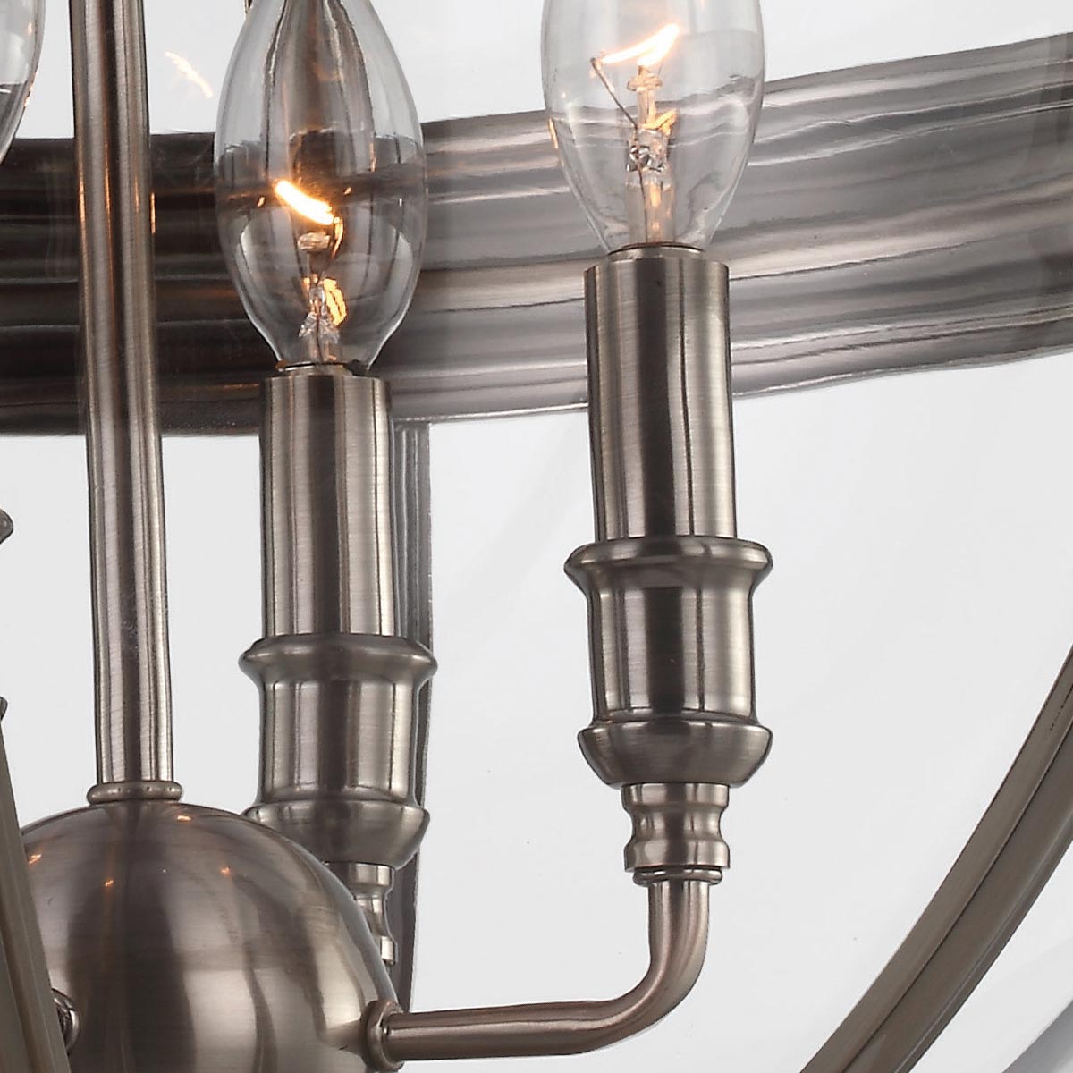 Fenmoor Victorian Glass Globe Chandelier Antique Nickel Fenmoor Victorian Glass Globe Chandelier Antique Nickel — detail view