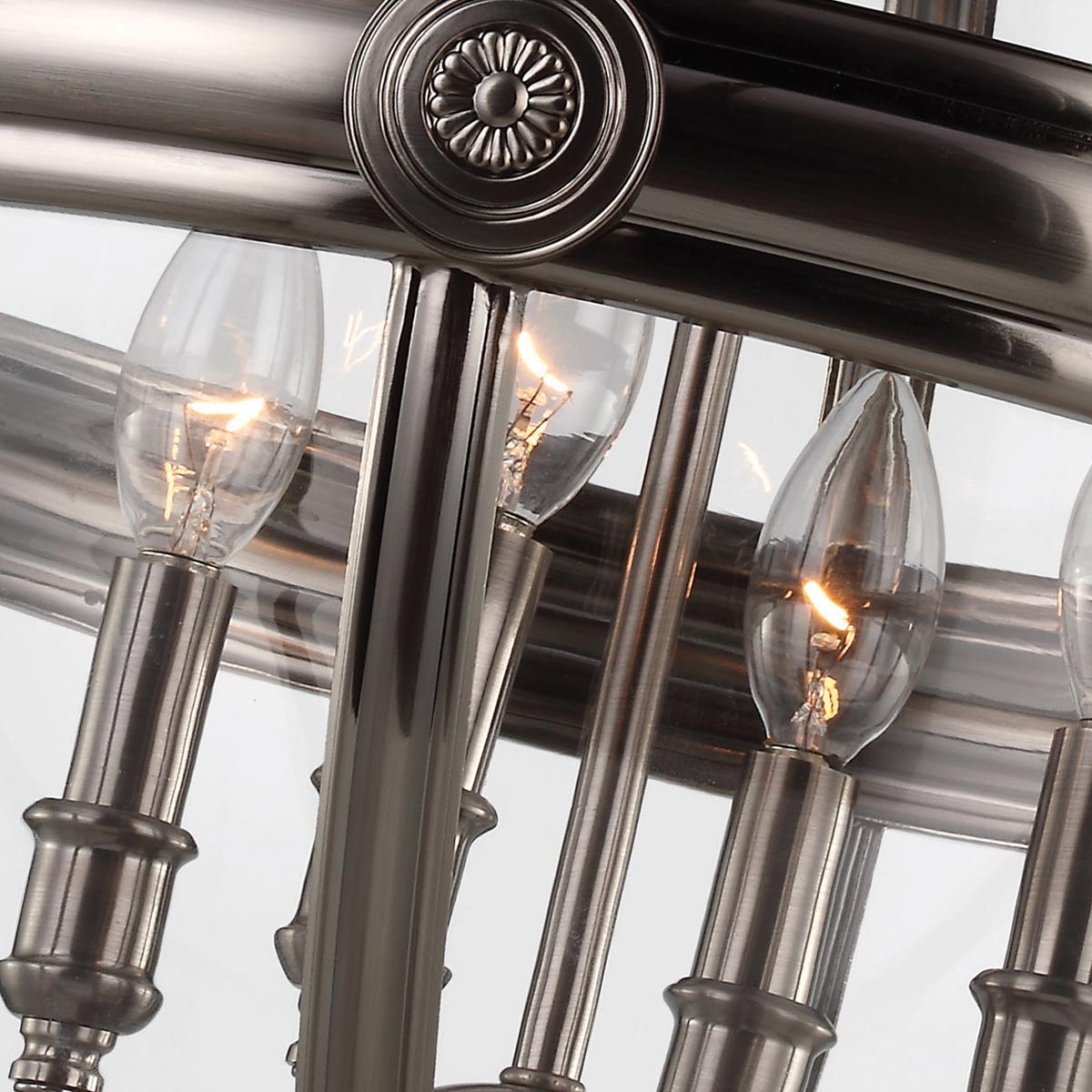 Fenmoor Victorian Glass Globe Chandelier Antique Nickel Fenmoor Victorian Glass Globe Chandelier Antique Nickel — detail view