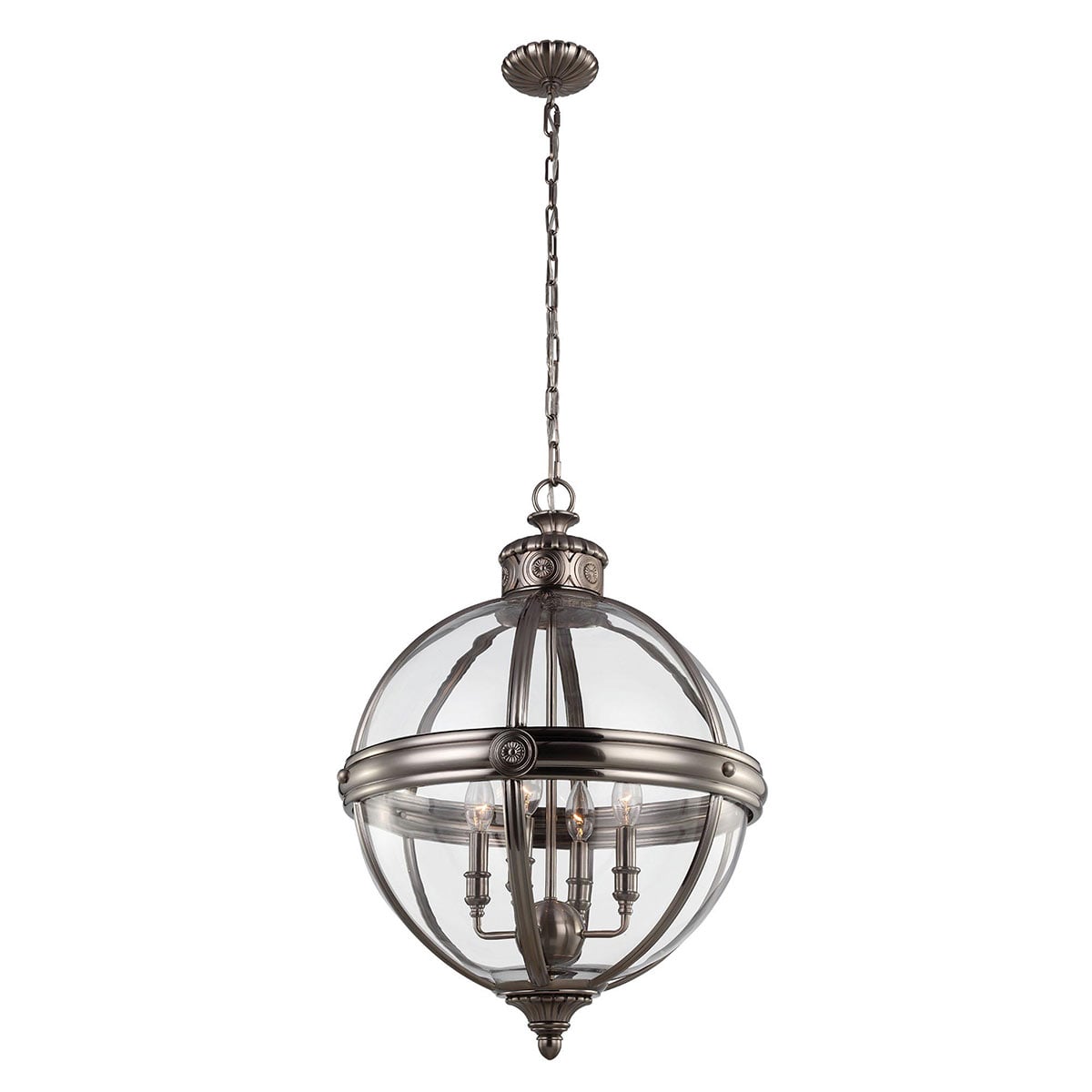 Fenmoor Victorian Glass Globe Chandelier Antique Nickel
