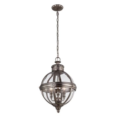 Fenmoor Victorian Style Glass Globe Chandelier Antique Nickel