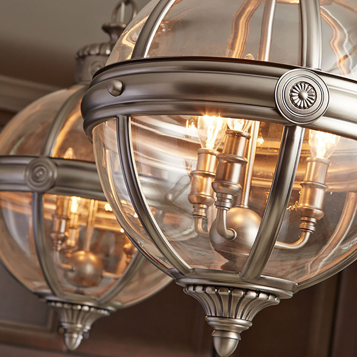 Fenmoor Victorian Style Glass Globe Chandelier Antique Nickel Fenmoor Victorian Style Glass Globe Chandelier Antique Nickel — in situ view
