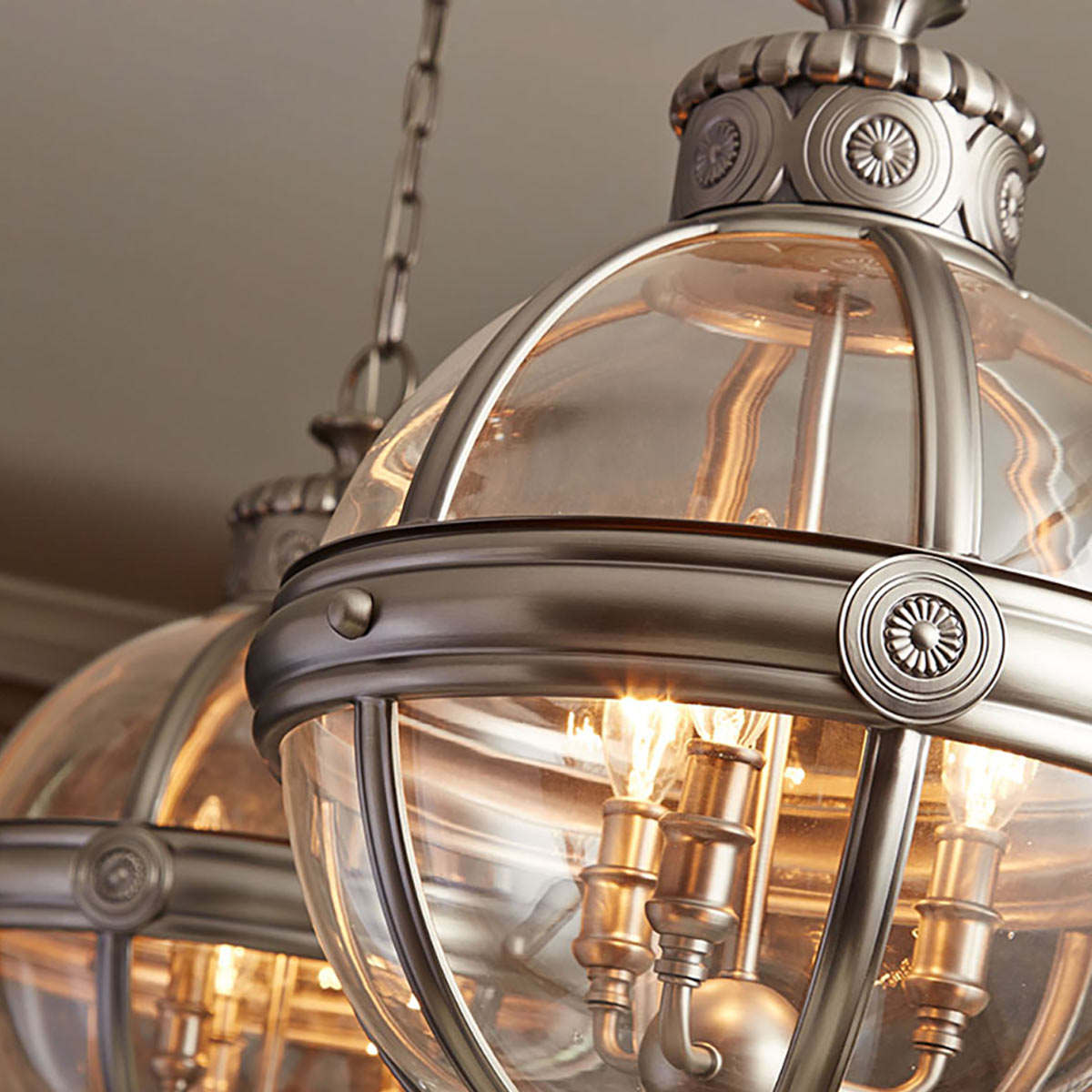 Fenmoor Victorian Style Glass Globe Chandelier Antique Nickel Fenmoor Victorian Style Glass Globe Chandelier Antique Nickel — in situ view