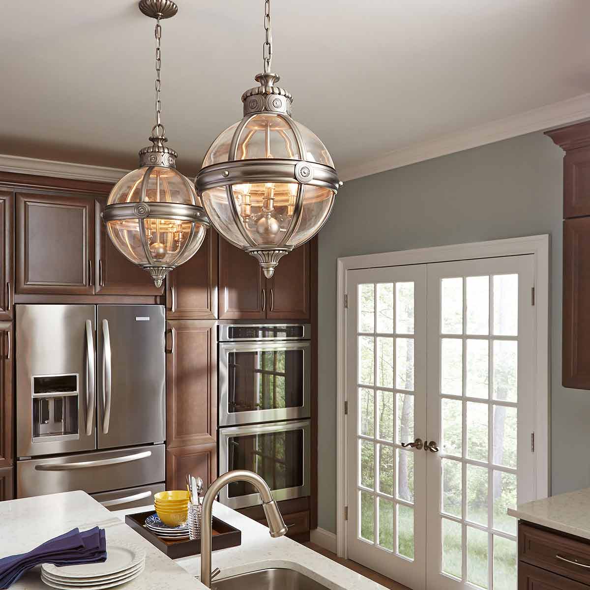 Fenmoor Victorian Style Glass Globe Chandelier Antique Nickel Fenmoor Victorian Style Glass Globe Chandelier Antique Nickel — in situ view