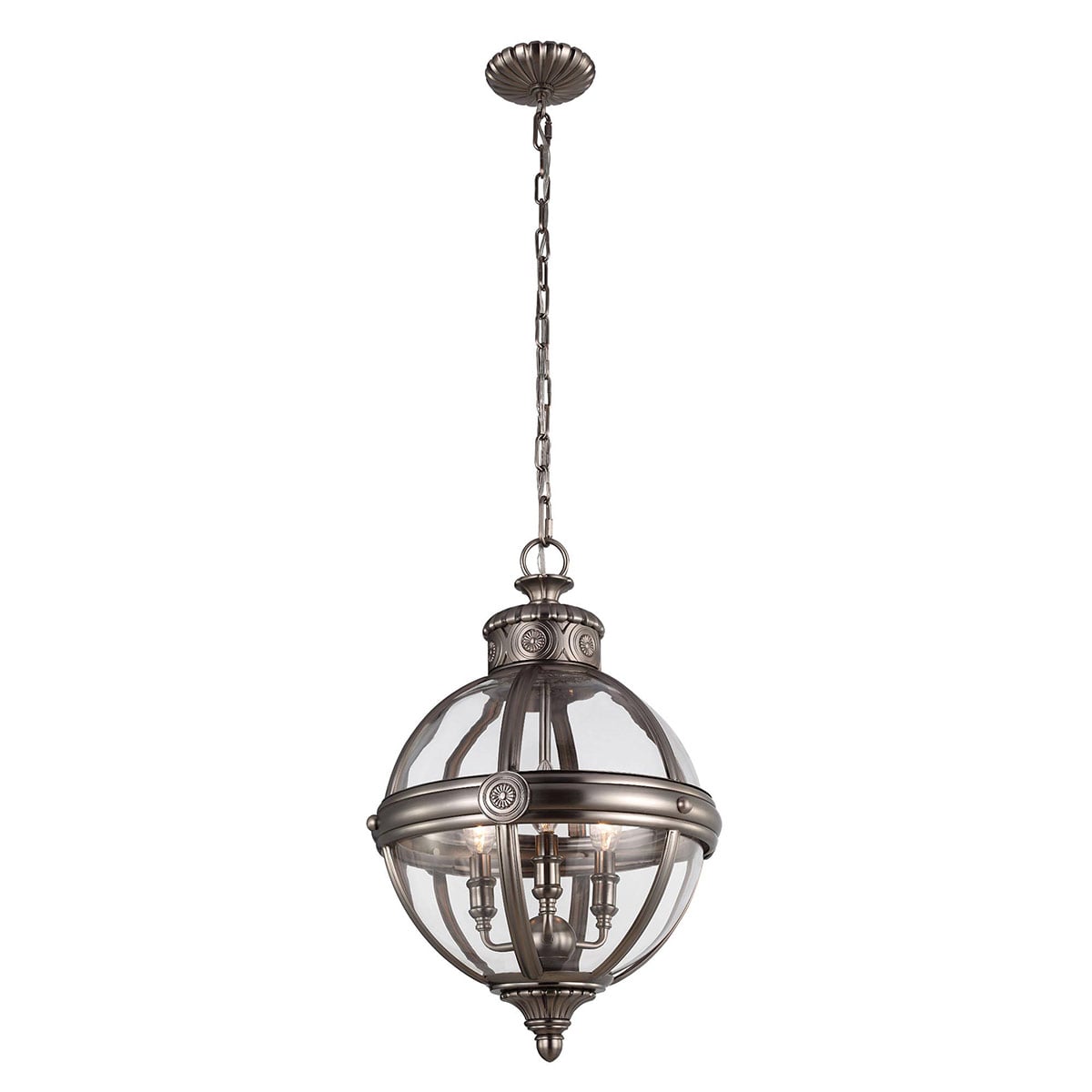 Fenmoor Victorian Style Glass Globe Chandelier Antique Nickel