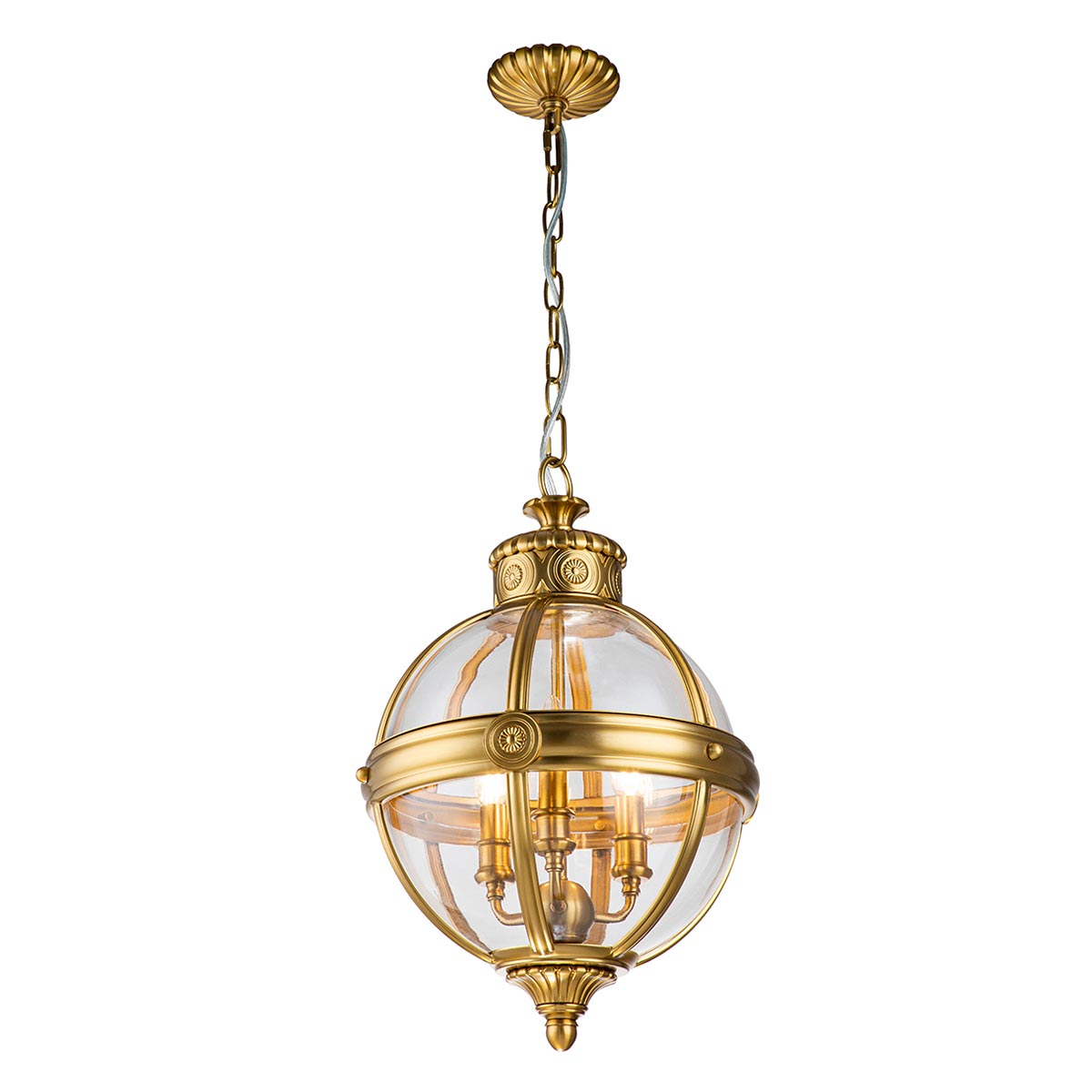 Fenmoor Victorian Style Glass Globe Chandelier Burnished Brass
