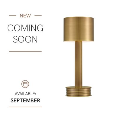 Ferndown Cordless Fluted Table Lamp in Antique Brass