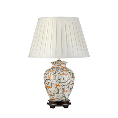 Ferndown French Provincial Ceramic Table Lamp Cream With Orange And Green