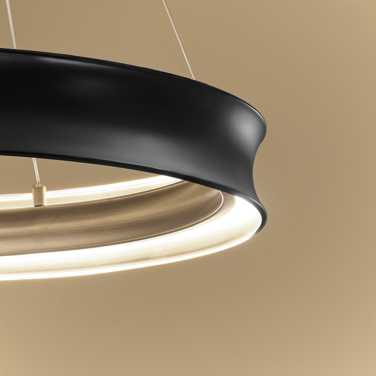 Feronne Black Ring Pendant With Champagne Bronze Inner Band Feronne Black Ring Pendant With Champagne Bronze Inner Band — in situ view