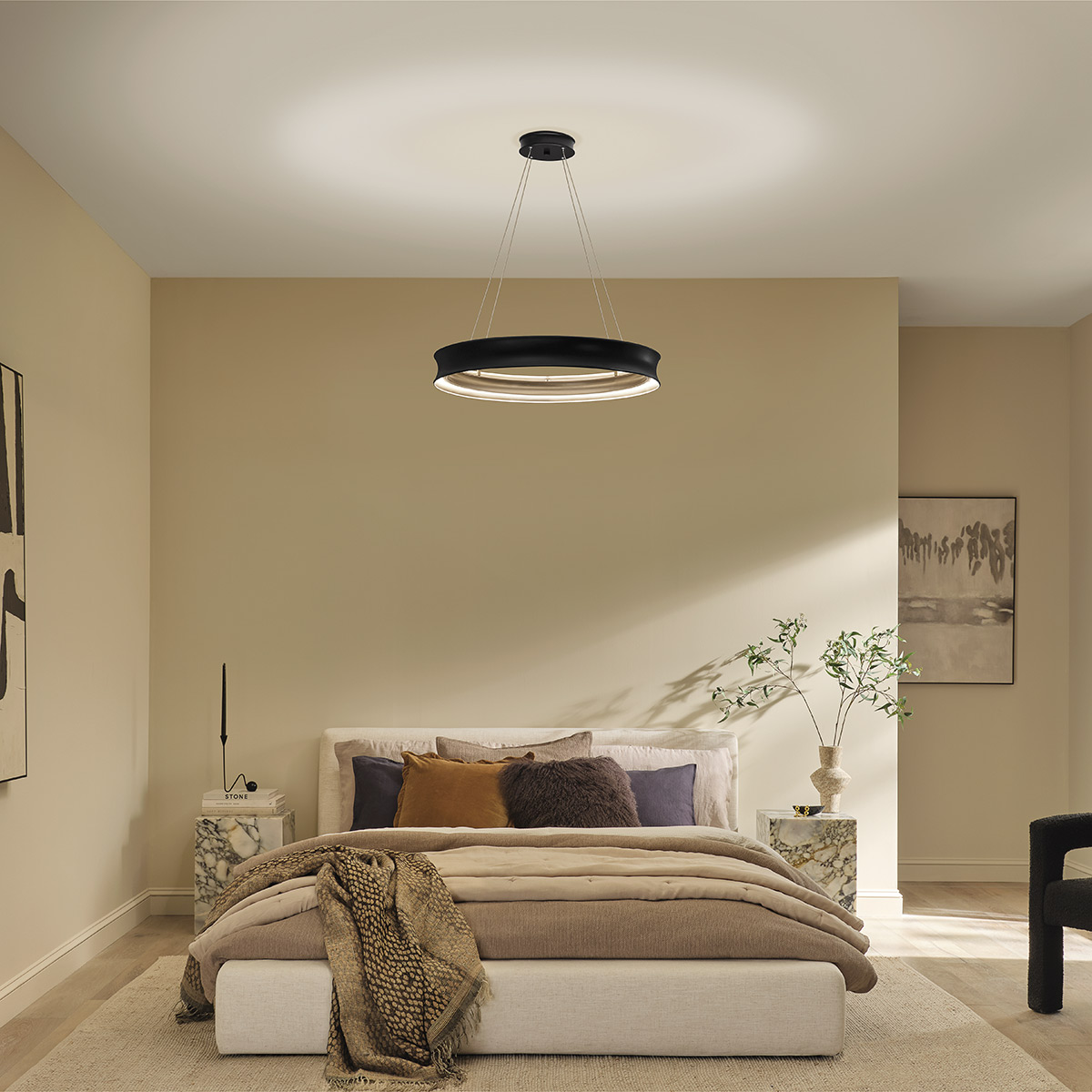 Feronne Black Ring Pendant With Champagne Bronze Inner Band Feronne Black Ring Pendant With Champagne Bronze Inner Band — in situ view