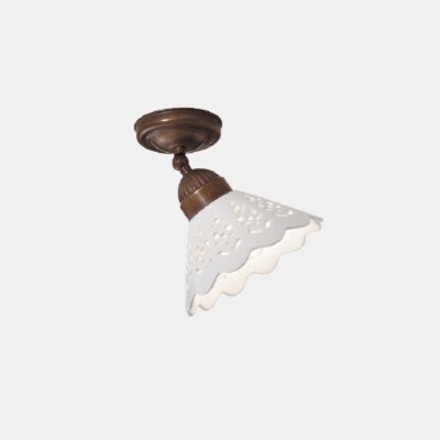 Ferrara French Provincial Ceiling Light Antique Brass and White Ceramic
