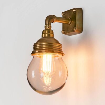 Flemington Industrial Outdoor Wall Light Antique Brass
