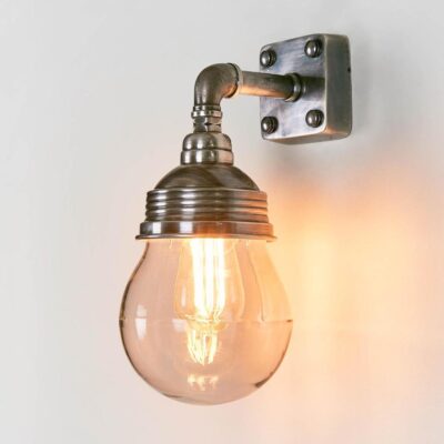 Flemington Industrial Outdoor Wall Light Antique Silver
