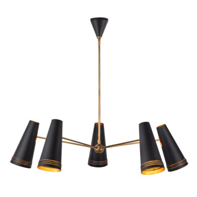Foundry Lane Retro Modern Chandelier Black And Brass