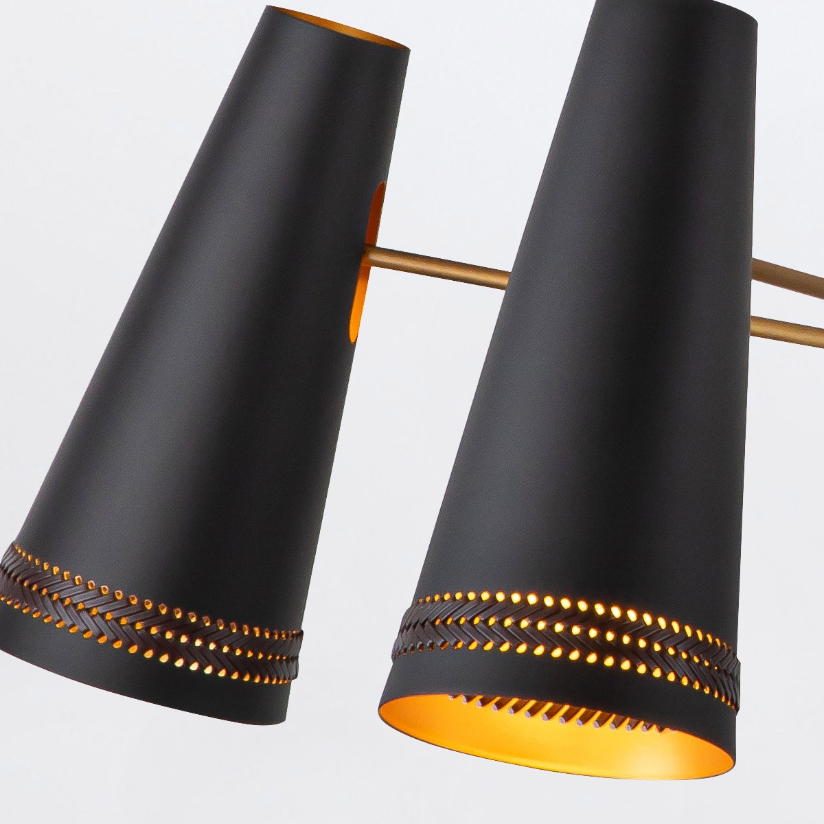 Foundry Lane Retro Modern Chandelier Black And Brass Foundry Lane Retro Modern Chandelier Black And Brass — detail view