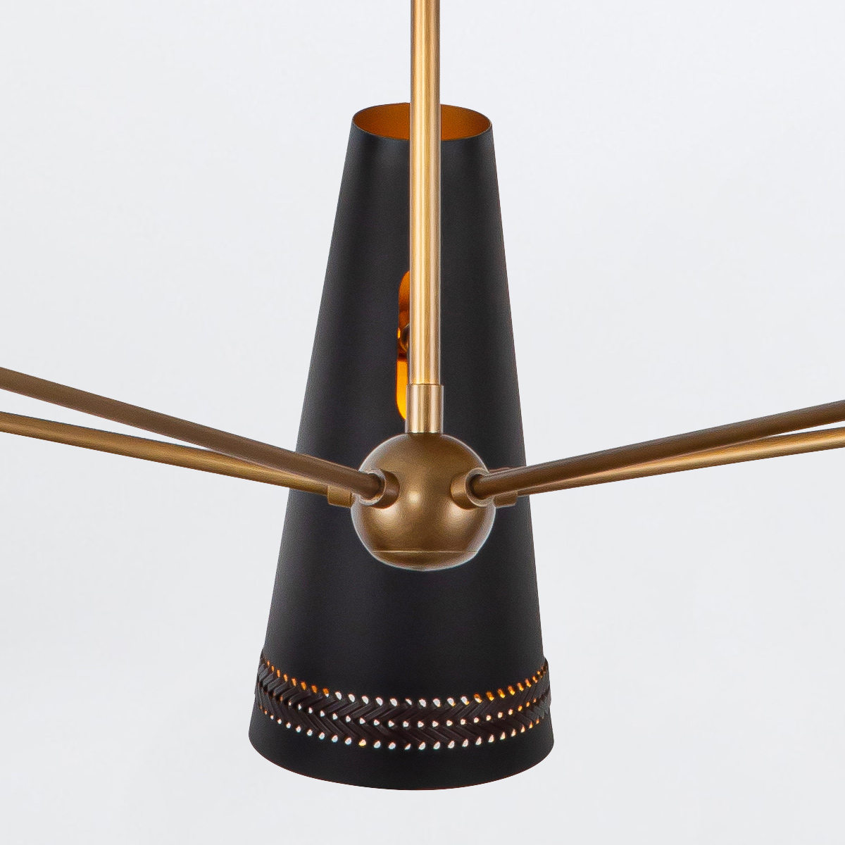 Foundry Lane Retro Modern Chandelier Black And Brass Foundry Lane Retro Modern Chandelier Black And Brass — detail view