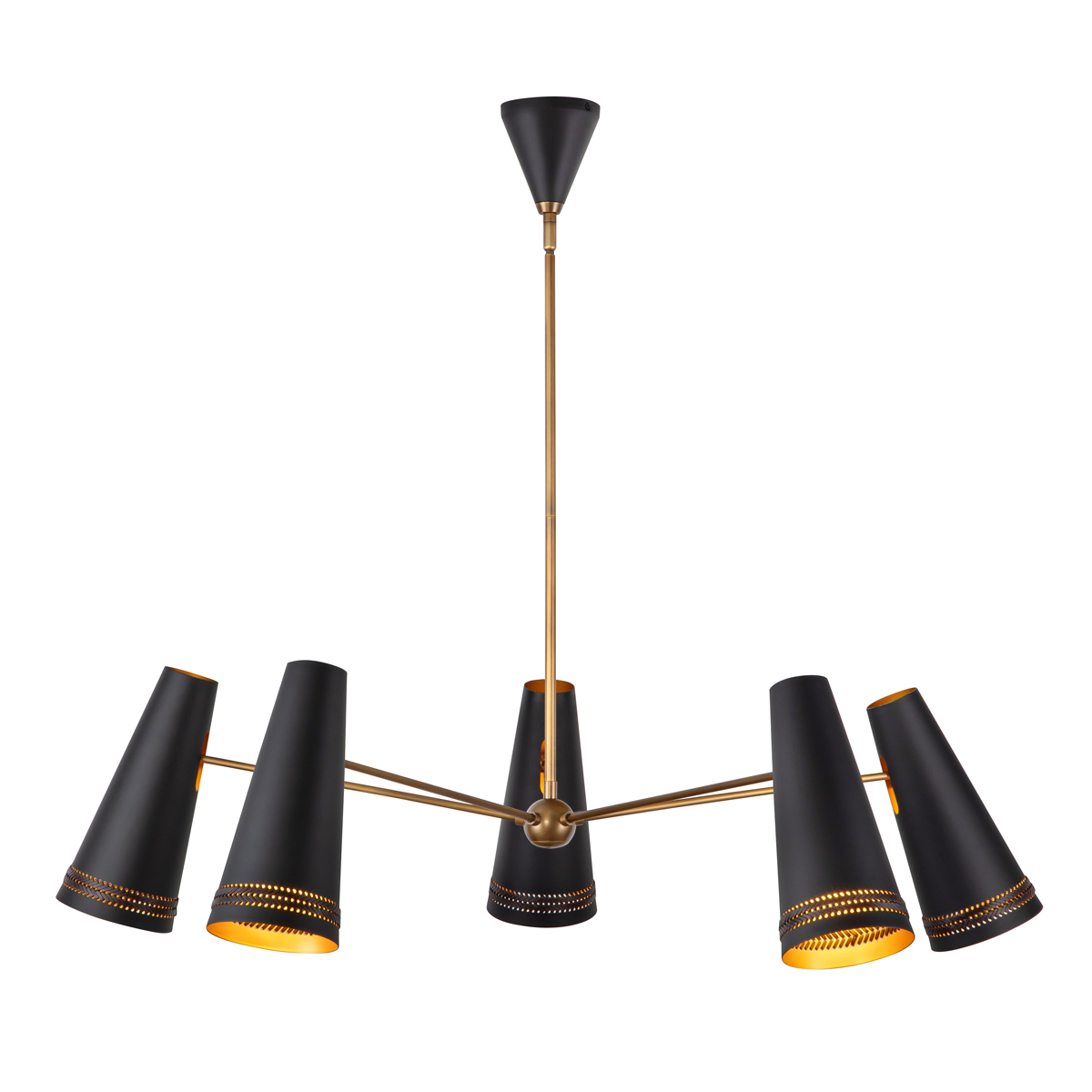 Foundry Lane Retro Modern Chandelier Black And Brass
