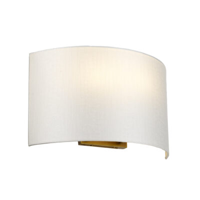 Foundry Row Curved Wall Light in Aged Brass with Ivory Shade