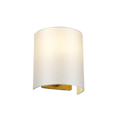 Foundry Row Small Curved Wall Light in Aged Brass with Ivory Shade